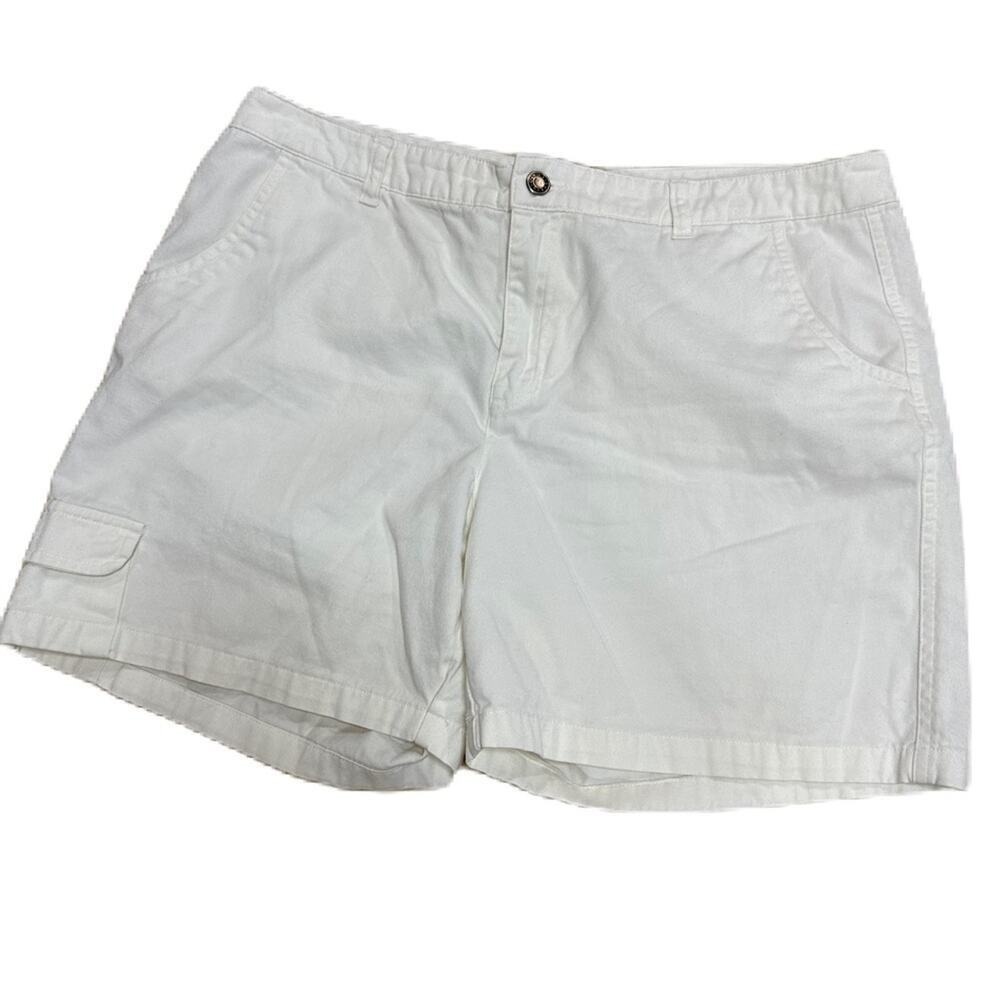 Crazy Horse Liz Claiborne Ivory Cargo Shorts Womens 14 White Cotton‎ Mid Rise
